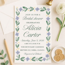 Blue Iris Bridal Shower Invitations - Editable