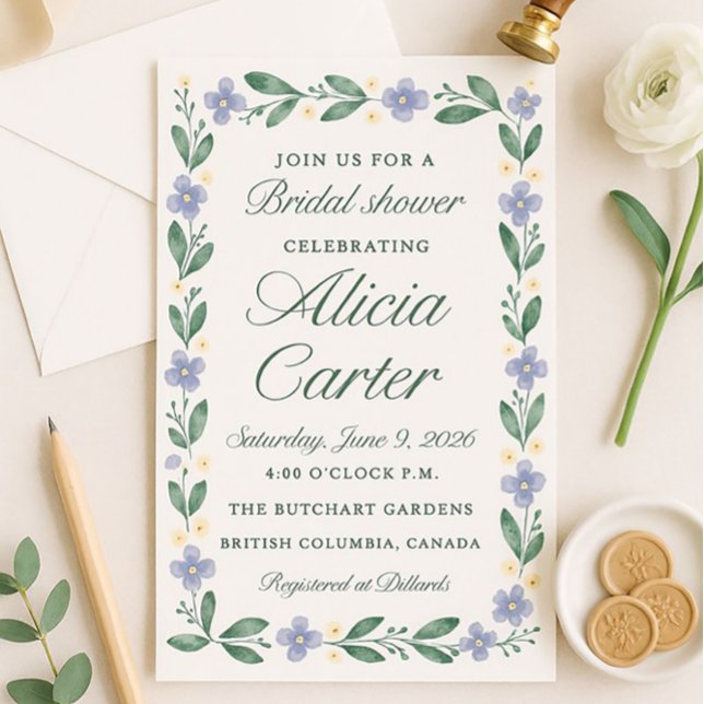 Blue Iris Bridal Shower Invitations - Editable (Créateur téléchargé)
