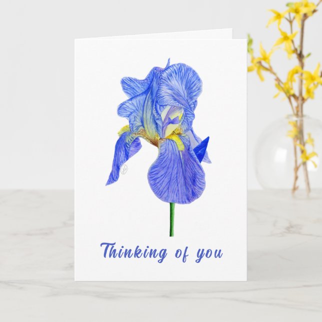 Blue Iris Denken Sie an Ihre Faltkarte Karte (Gelbe Blume)