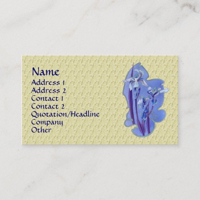 Blue Iris floral Design Business Card Visitenkarte (Vorderseite)