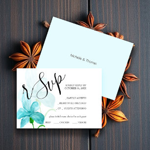 Blue Iris Floral Watercolor Handgestrichen RSVP Karte