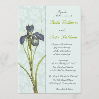 Blue Iris Floral Wedding Einladung