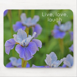 Blue Iris Flower Botanical Photograph Mousepad