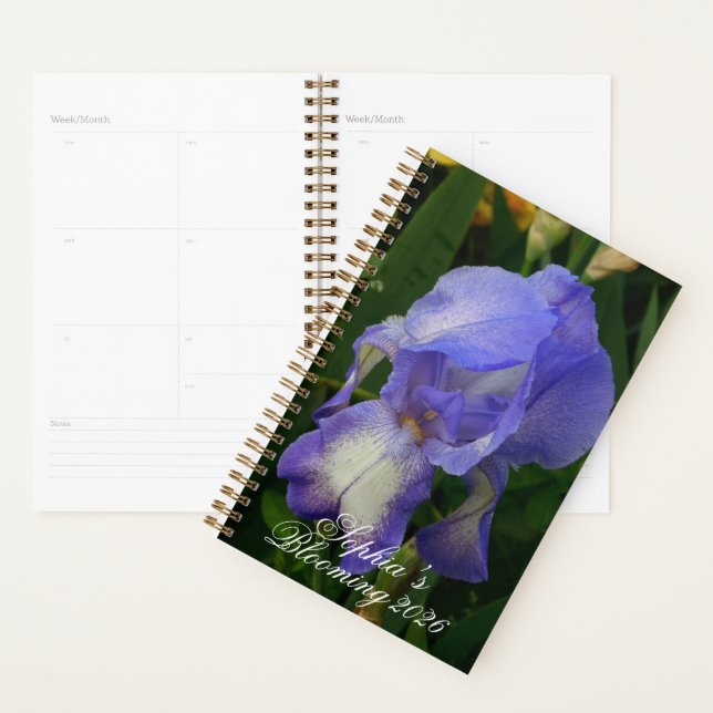 Blue Iris Flower Macro Art: Floral Planner (Devant avec enveloppe)