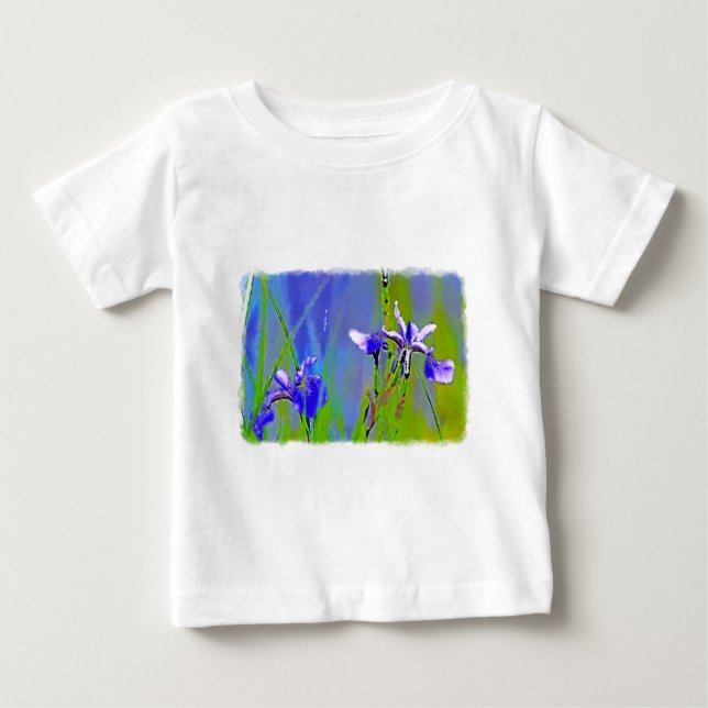 Blue Iris Garden Blume Florenz Designer Kunst Baby T-shirt (Vorderseite)