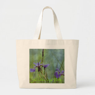 Blue Iris Impressionistin Blumengartentasche Jumbo Stoffbeutel