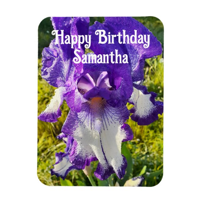 Blue Iris Irish Blume Blume Bluoral Birthday Magnet (Vertikal)