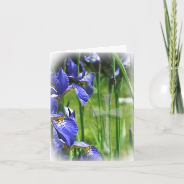 Blue Iris mit Kreuz II Karte (Vorderseite)