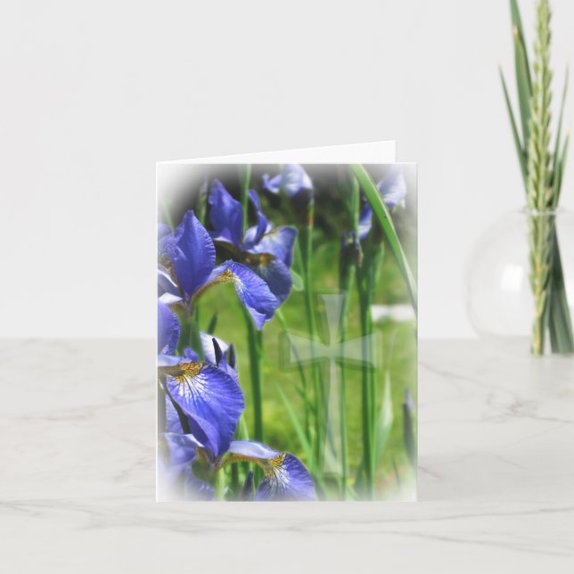 Blue Iris mit Kreuz Karte (Vorderseite)