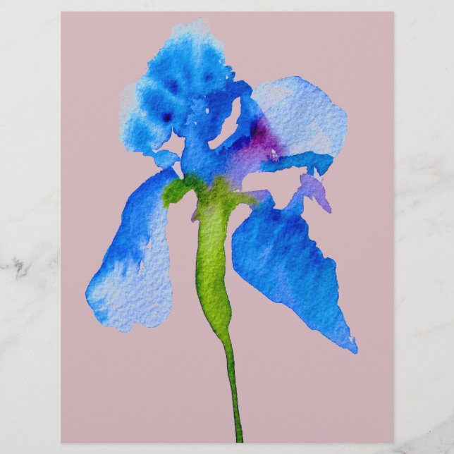 Blue Iris moderne Aquarellkunst (Vorderseite)