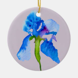 Blue Iris moderne Aquarellkunst Keramik Ornament