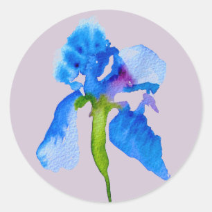 Blue Iris Moderne Hochzeitskunst Runder Aufkleber