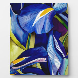 Blue Iris Original Art Aquarell Blume Fotoplatte