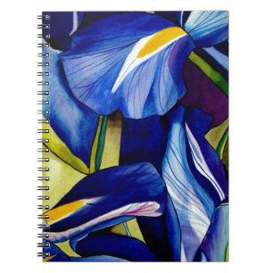 Blue Iris Original Art Aquarell Blume Notizblock