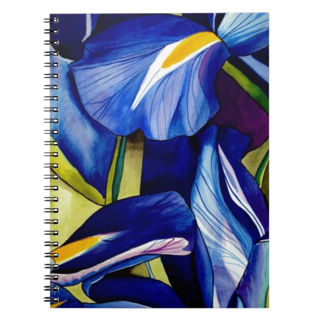 Blue Iris Original Art Aquarell Blume Notizblock (Vorderseite)