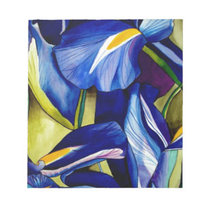 Blue Iris Original Art Aquarell Blume Notizblock