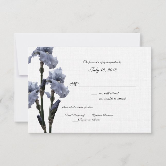 Blue Iris Response Card RSVP Karte (Vorderseite)