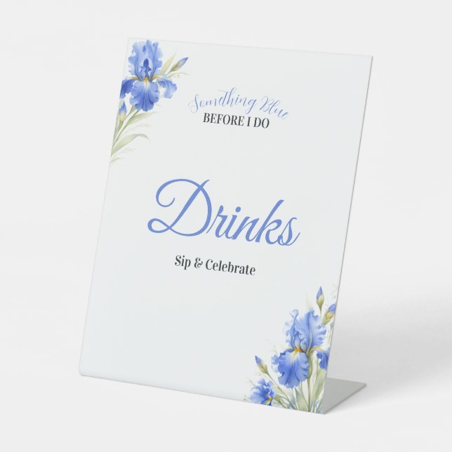 Blue Iris Something Blue Bridal Shower Bar Drinks Sockelschild (Vorderseite)