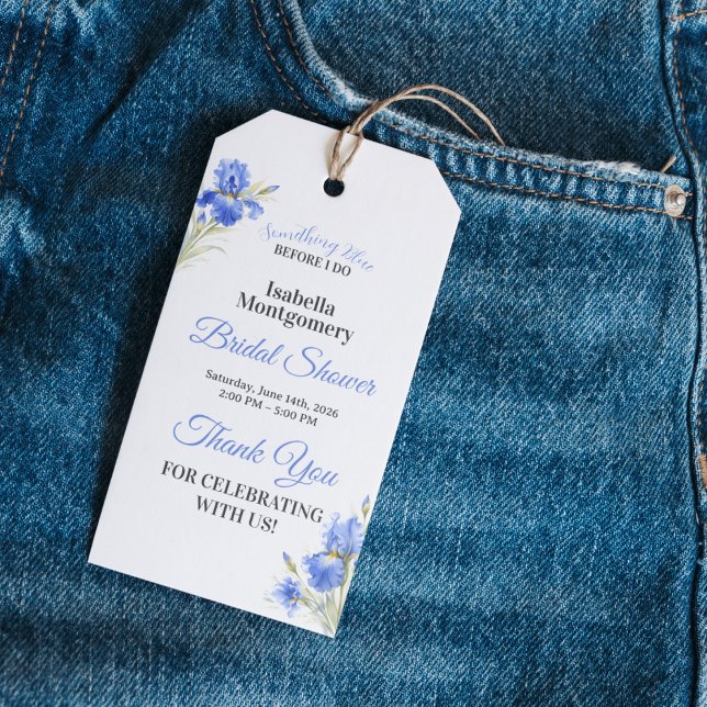Blue Iris Something Blue Bridal Shower Thank You Geschenkanhänger (Blue Iris Something Blue Bridal Shower Thank You Favor Tag)