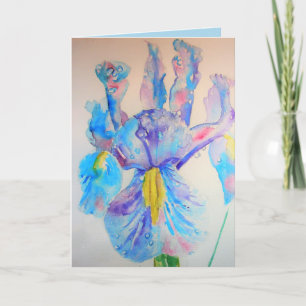 Blue Iris Watercolor floral Carte d'anniversaire