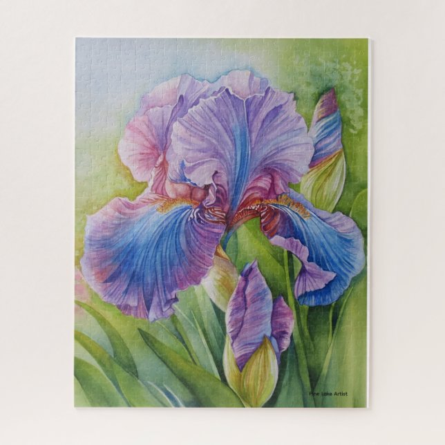 Blue Iris Watercolor Puzzle  (Vertikal)