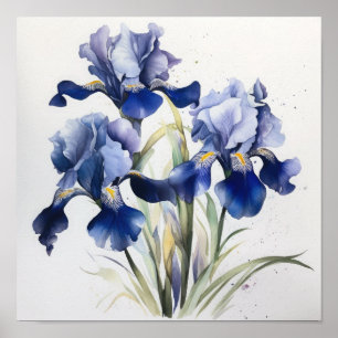 Blue Irische Blume Art Print Poster