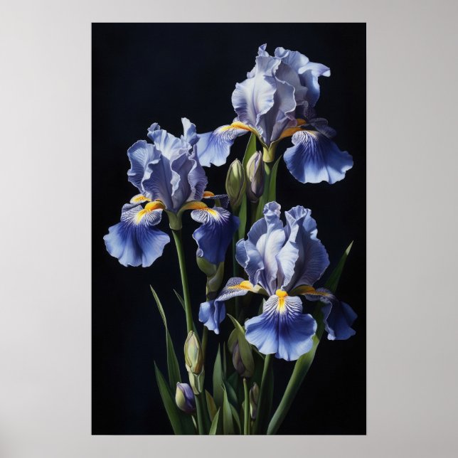 Blue Irische Blume Art Print Poster (Vorne)