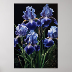Blue Irische Blume Art Print Poster