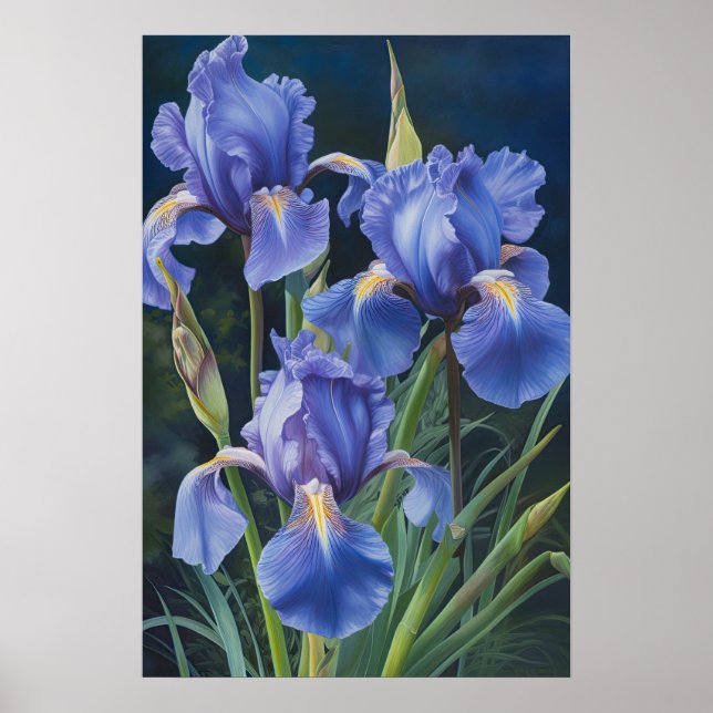 Blue Irische Blume Art Print Poster (Vorne)