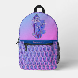 Blue Irises floral Art Personalisiert Bedruckter Rucksack