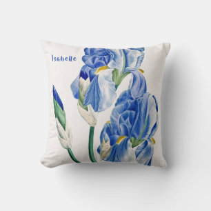 Blue Irises Monogram Kissen