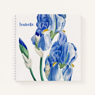 Blue Irises Monogram Notizbuch