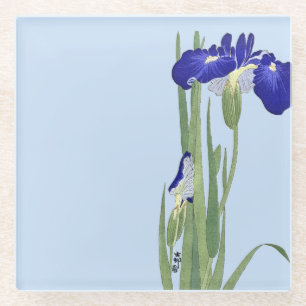 Blue Irises von Ohara Koson Glasuntersetzer