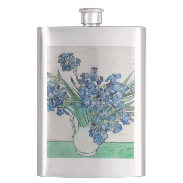 Blue Irises von Vincent Van Gogh Fine Art Flachmann (Vorderseite)