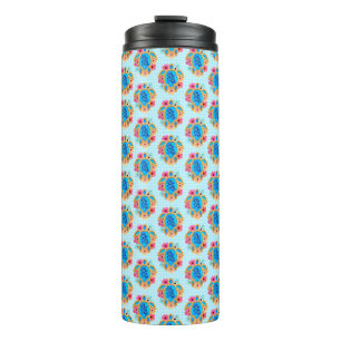 Blue Island Tropical Sea Turtles Floral Thermosbecher