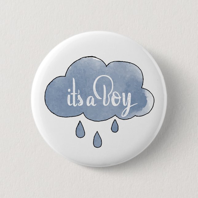 Blue It a Boy Calligrafy It is a Boy Art Gender Button (Vorderseite)
