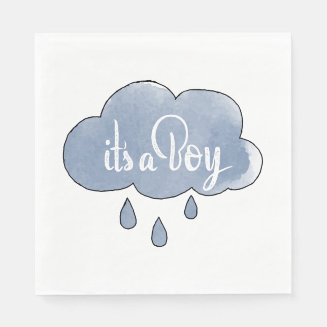 Blue It a Boy Calligrafy It is a Boy Art Gender Serviette (Vorderseite)