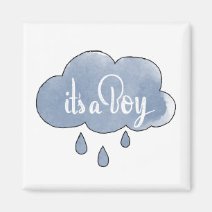 Blue It a Boy Calligraphy It is a Boy Art Magnet