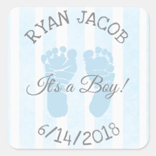 Blue It a Boy Footprints Baby Shooting Stickers