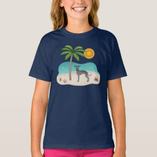 Blue Italian Greyhound im Tropical Summer Beach T-Shirt