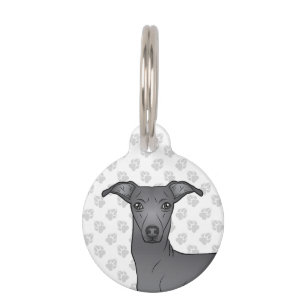 Blue Italian Greyhound Niedlich Dog Head Illustrat Haustiermarke