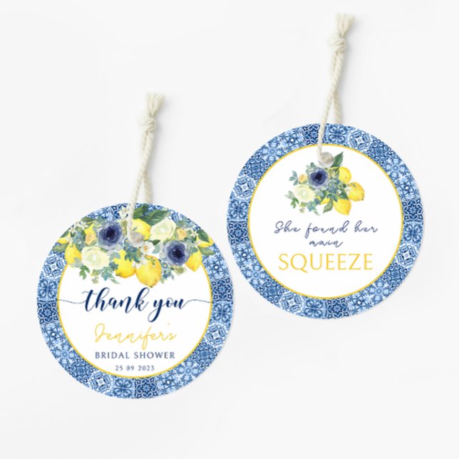 Blue Italian Mediterranean Brautparty Vielen Dank Geschenkanhänger (Von Creator hochgeladen)