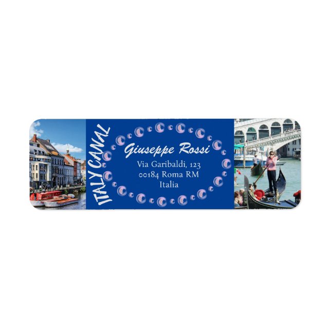 Blue Italy Canal Venice Rome Rücksendeadresse Labe (Vorne)