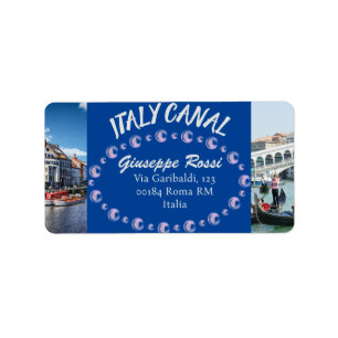 Blue Italy Canal Venice Rome Rücksendeadresse Labe Adressaufkleber