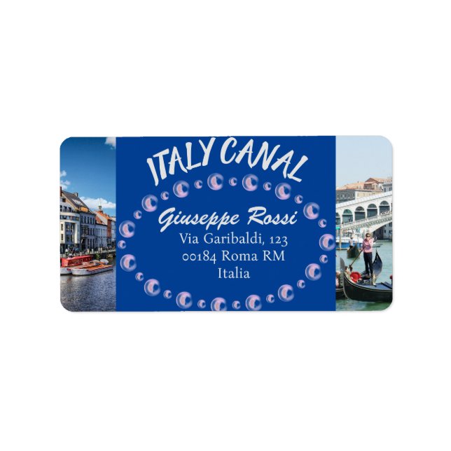 Blue Italy Canal Venice Rome Rücksendeadresse Labe Adressaufkleber (Vorne)