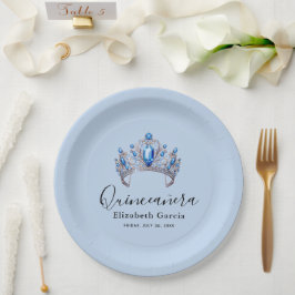 Blue & Ivory Floral Quinceñera Pappteller