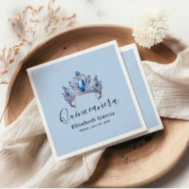 Blue & Ivory Floral Quinceñera Serviette