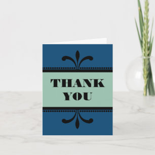Blue/Jade Extravagant Art Deco Dankeschön Card Dankeskarte