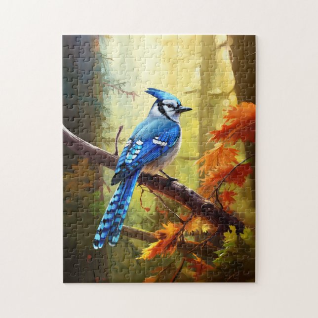 Blue Jay Bird Art Jigsaw Puzzle (Vertikal)