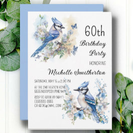 Blue Jay Bird Blume Springtime 60. Geburtstag Einladung